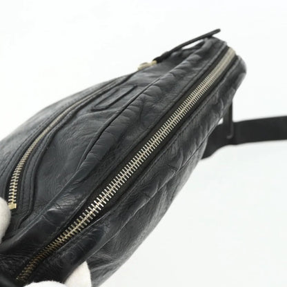 Gucci Front Zip Messenger Guccissima Leather, Black, Leather, Shoulder Bag