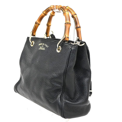 Gucci Bamboo shopper Leather, Black, Leather, Handbag