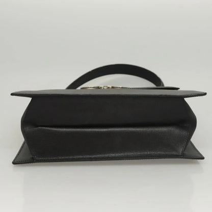 Salvatore Ferragamo Double Gancini Top Handle Saffiano Leather, Black, Leather, Handbag