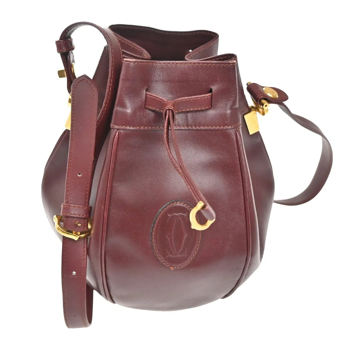 Cartier Must de cartier Leather, Red, Leather, Shoulder Bag