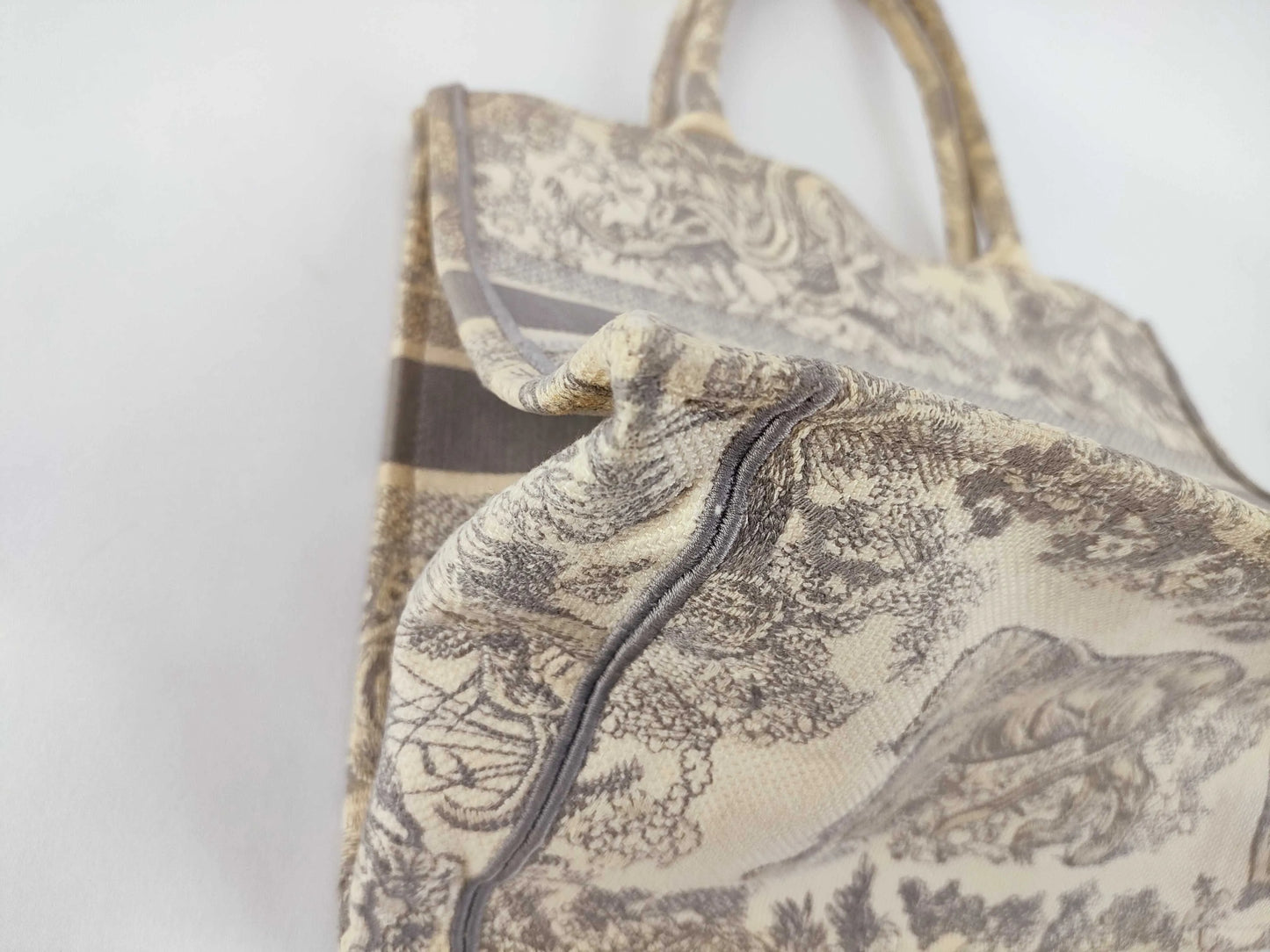 Christian Dior Book Tote Embroidered Canvas, Beige, Canvas, Tote Bag