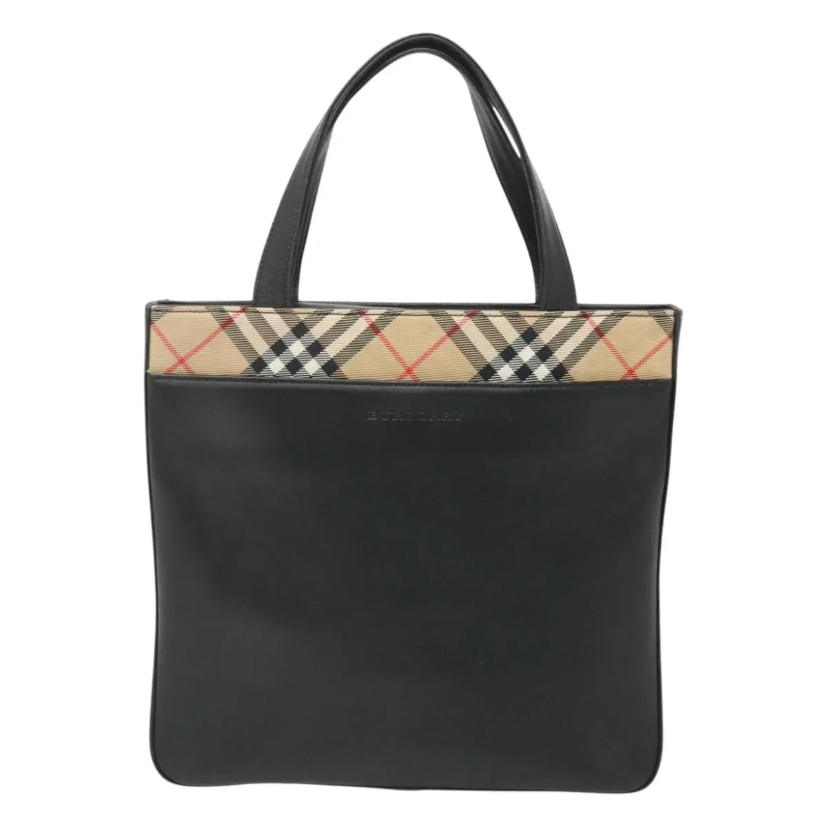 Burberry Nova check Canvas and Leather, Black, Leather, Handbag