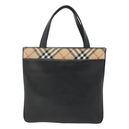 Burberry Nova check Canvas and Leather, Black, Leather, Handbag