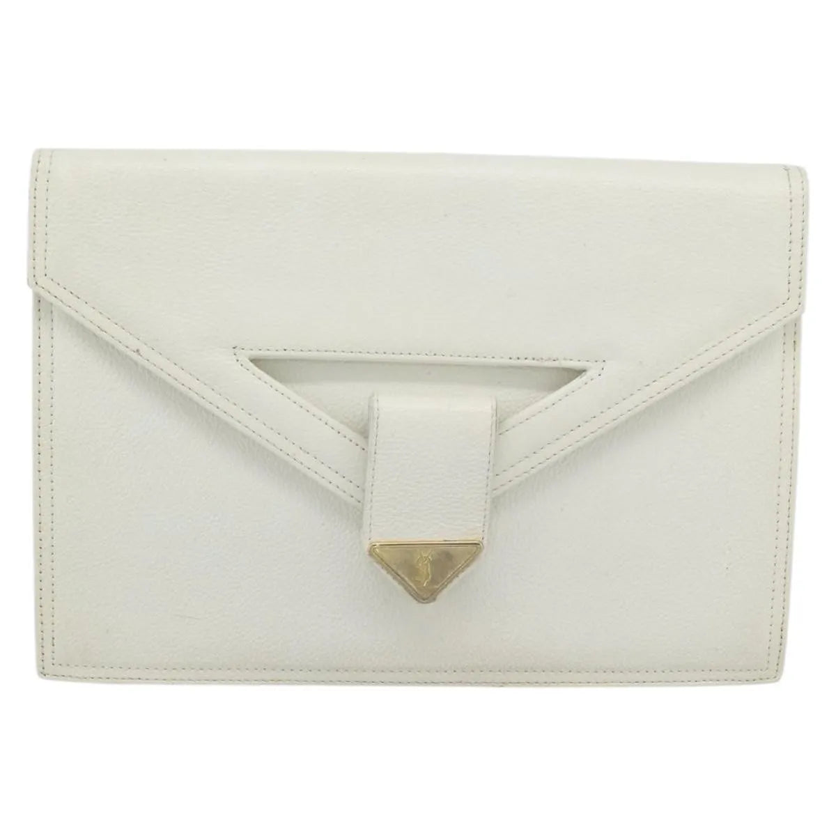 Saint Laurent Vintage Leather, White, Leather, Clutch