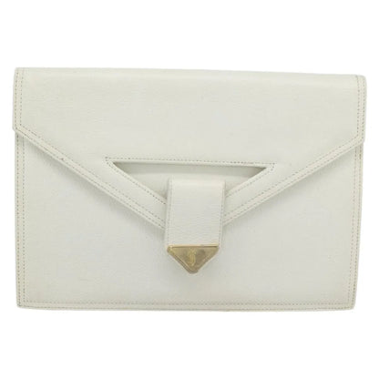Saint Laurent Vintage Leather, White, Leather, Clutch