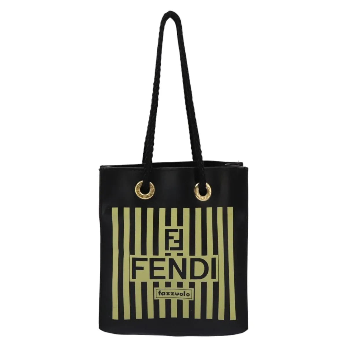 Fendi Fazzuolo Leather, Black, Leather, Tote Bag