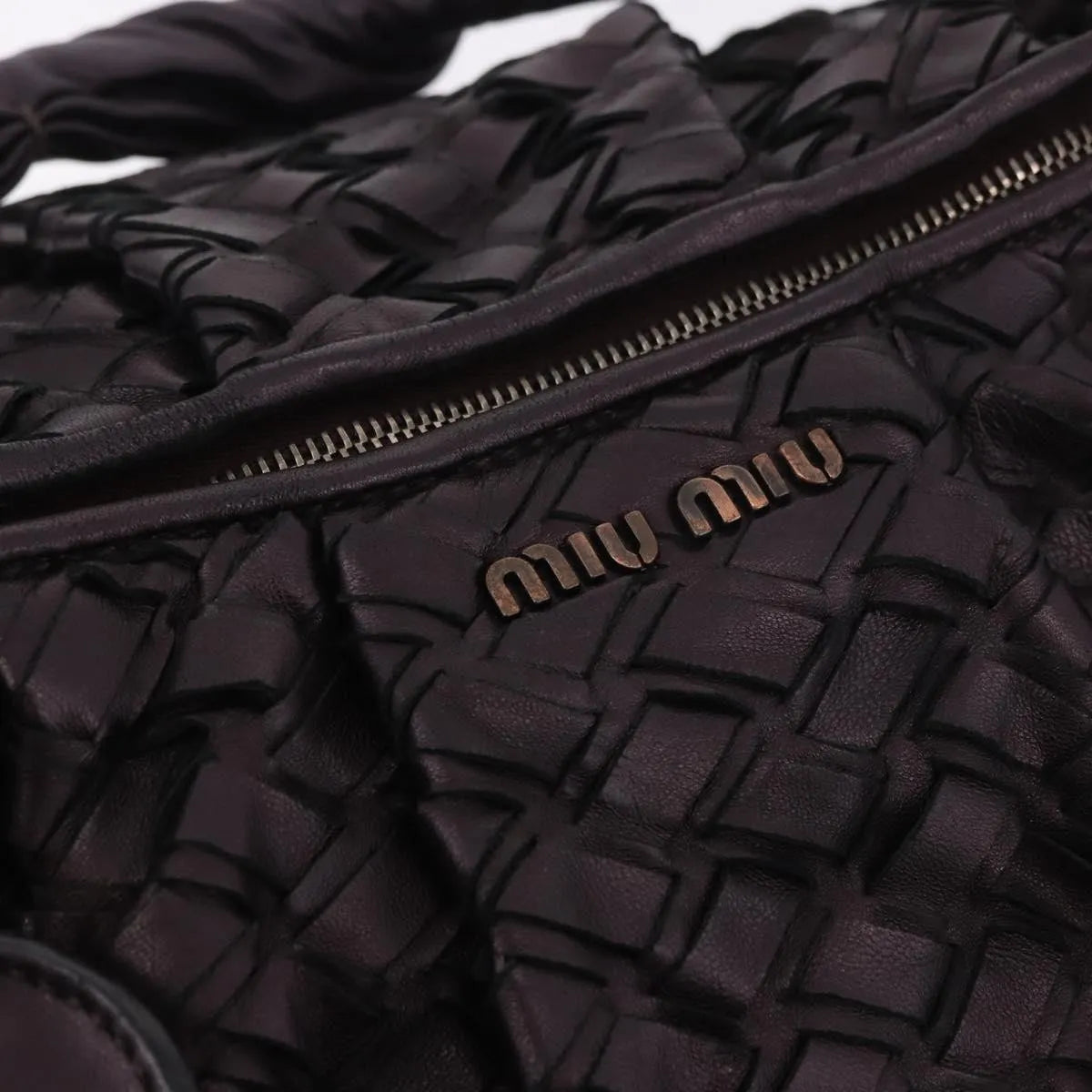 Miu Miu Hobo Woven Leather, Purple, Leather, Handbag