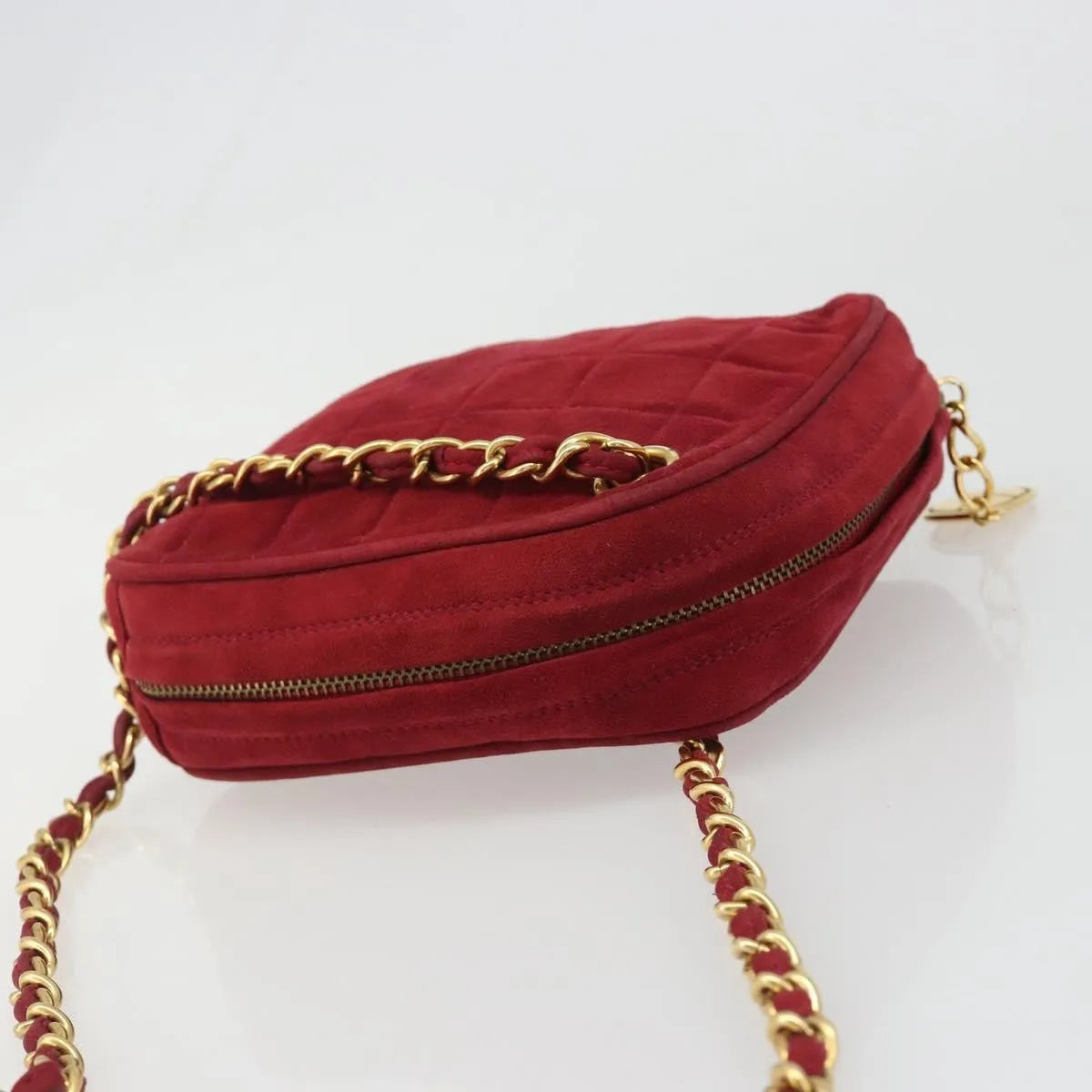 Chanel Vintage Diamond Tassel Quilted Suede, Red, Suede, Shoulder Bag