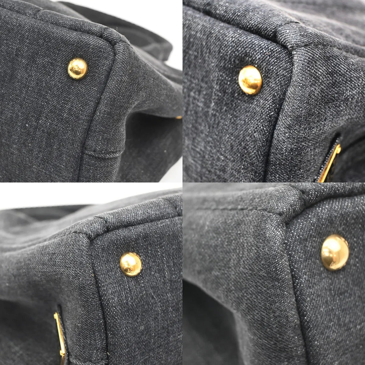 Prada Canapa Convertible Tote Denim, Black, Denim, Tote Bag