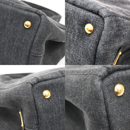 Prada Canapa Convertible Tote Denim, Black, Denim, Tote Bag