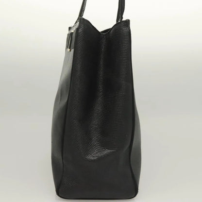 Salvatore Ferragamo Vintage Vara Bow Tote Lizard Embossed Leather, Black, Leather, Tote Bag