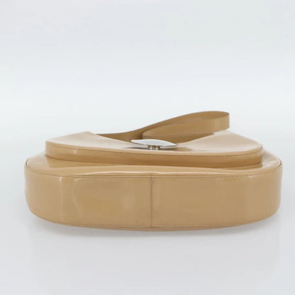 Salvatore Ferragamo Gancini Patent Leather, Beige, Patent Leather, Shoulder Bag