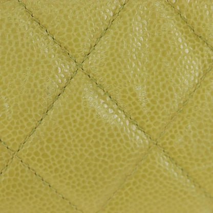 Chanel Vintage Zip Belt Quilted Caviar, Yellow, Leather, Shoulder Bag