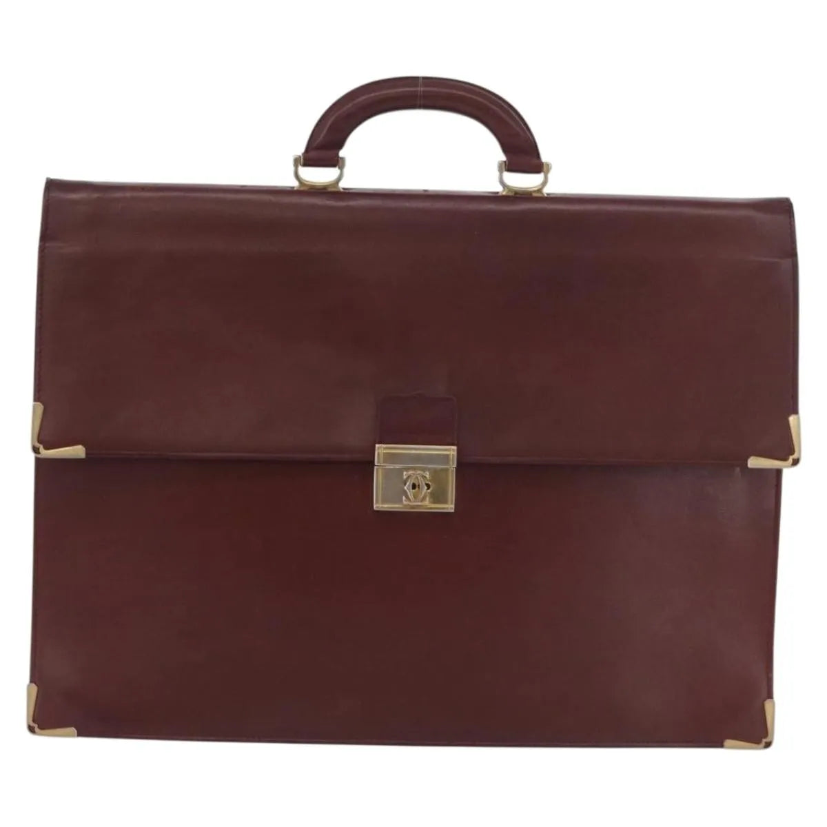 cartier Vintage must de Cartier Leather, Burgundy, Leather, Briefcase