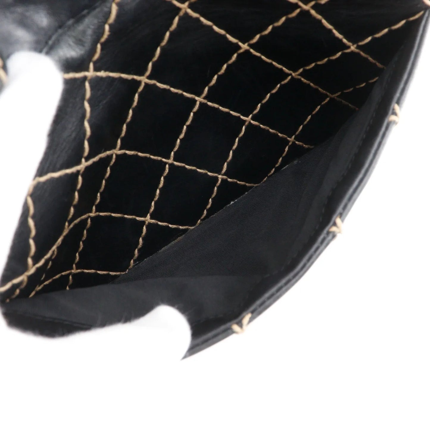 Chanel Surpique Boston Quilted Leather, Black, Leather, Handbag