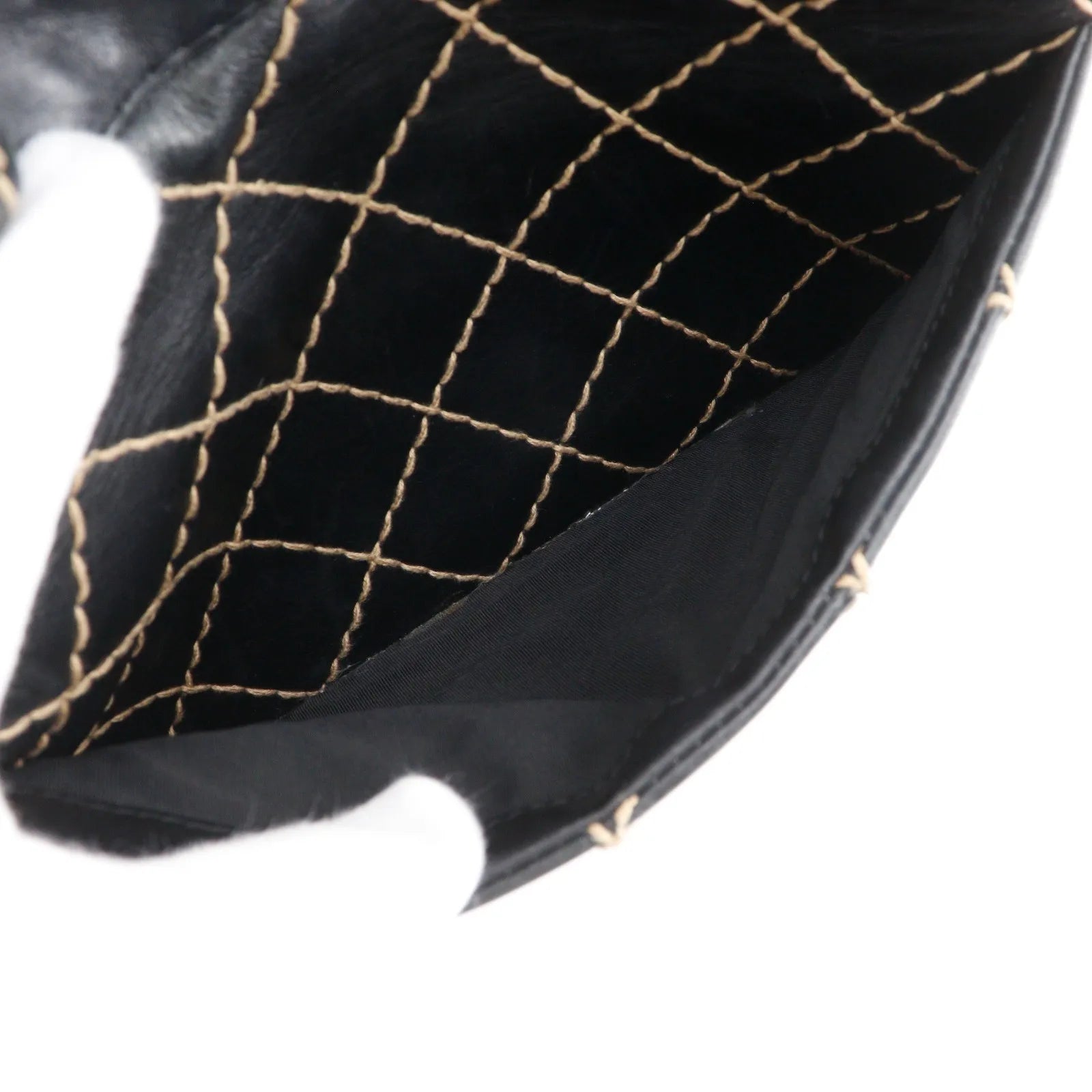 Chanel Surpique Boston Quilted Leather, Black, Leather, Handbag