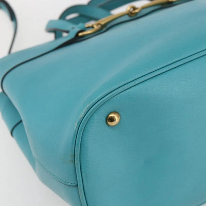 Gucci Bright Bit Convertible Tote Leather, Blue, Leather, Tote Bag