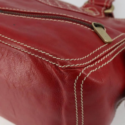 Celine Boogie Satchel Leather, Red, Leather, Handbag