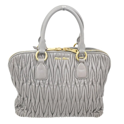 Miu Miu Madras Bowler Matelasse Leather, Purple, Leather, Handbag