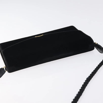 Gucci Vintage Flap Velvet, Black, Velvet, Shoulder Bag