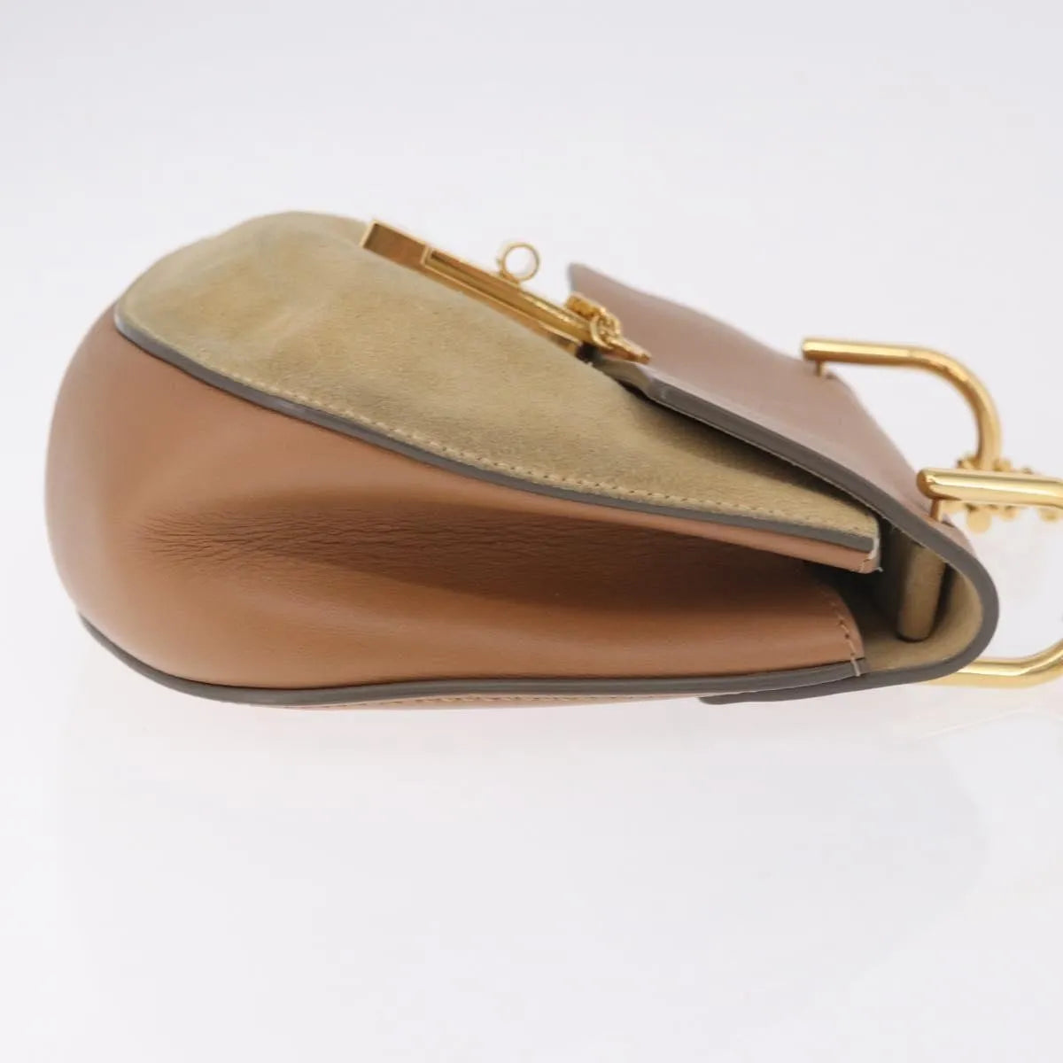 Chloe Drew Shoulder Leather, Beige, Suede, Handbag