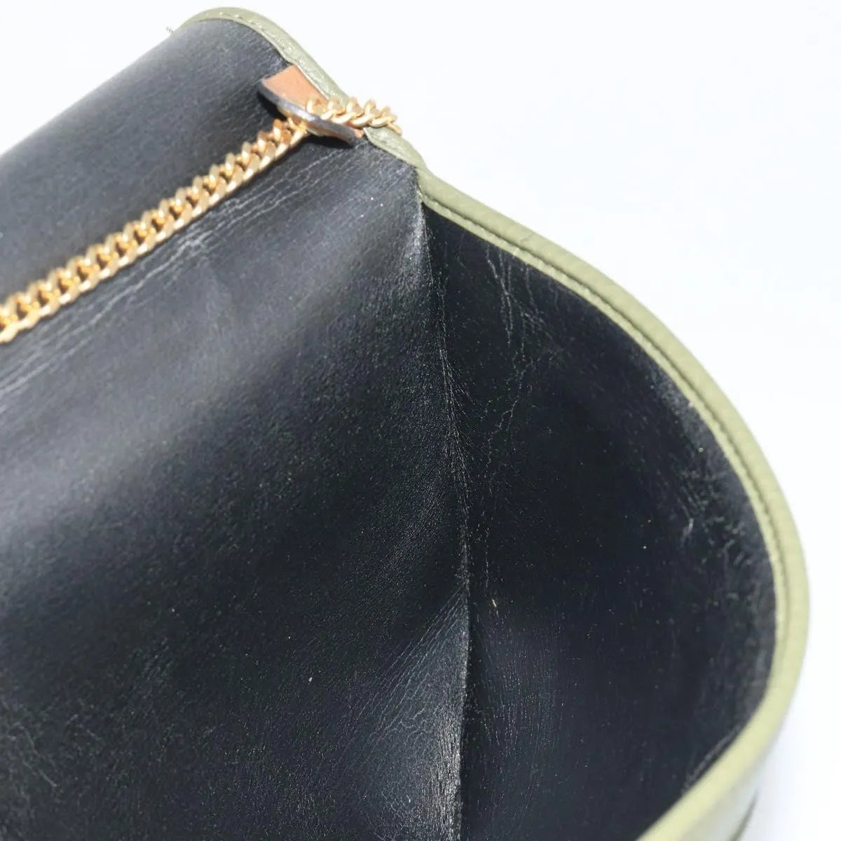 Christian Dior Vintage Chain Flap Leather, Green, Leather, Shoulder Bag