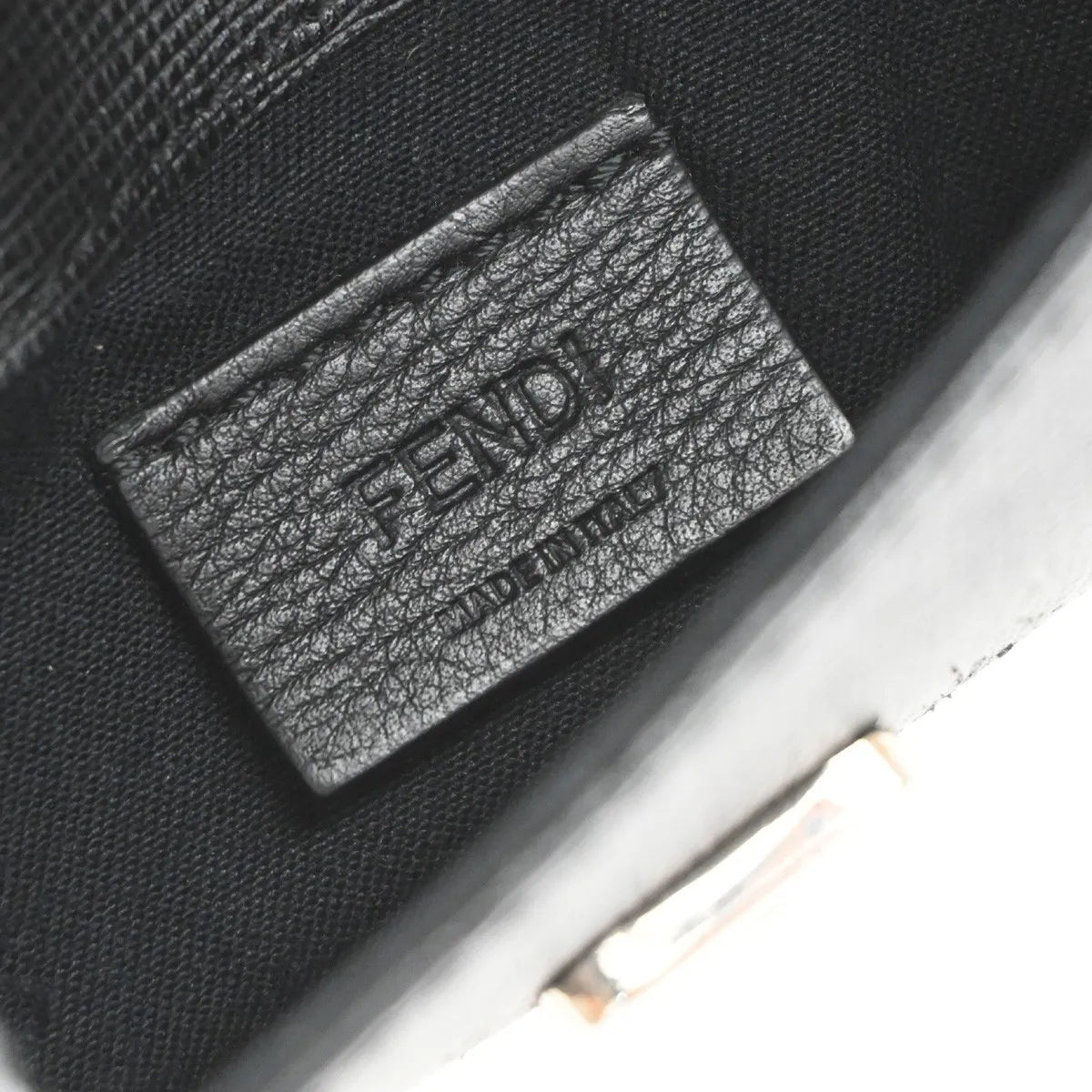 Fendi Karlito Wallet on Chain Studded Saffiano Leather, Black, Leather, Shoulder Bag