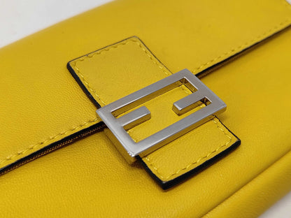 Fendi Baguette Leather, Yellow, Leather, Shoulder Bag