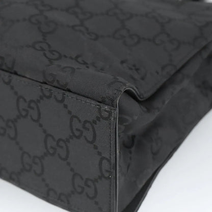 Gucci Vintage Bamboo Handle Tote GG Nylon, Black, Nylon, Tote Bag