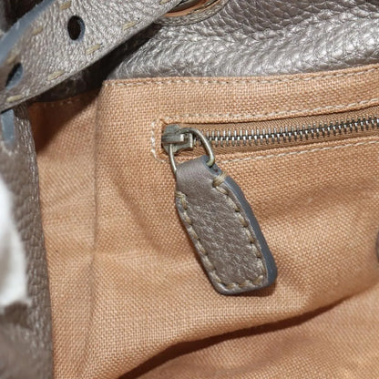 Fendi Selleria Pomodorino Leather, Gray, Leather, Tote Bag