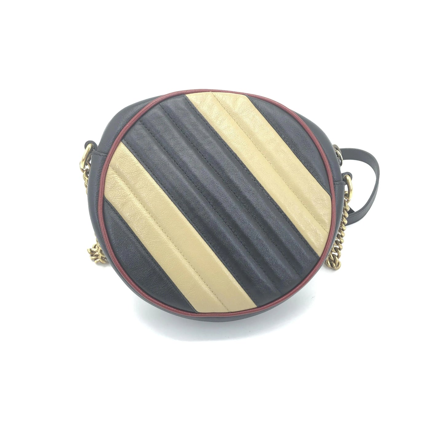 Gucci GG Marmont Round Diagonal Quilted Leather, Black, Leather, Shoulder Bag