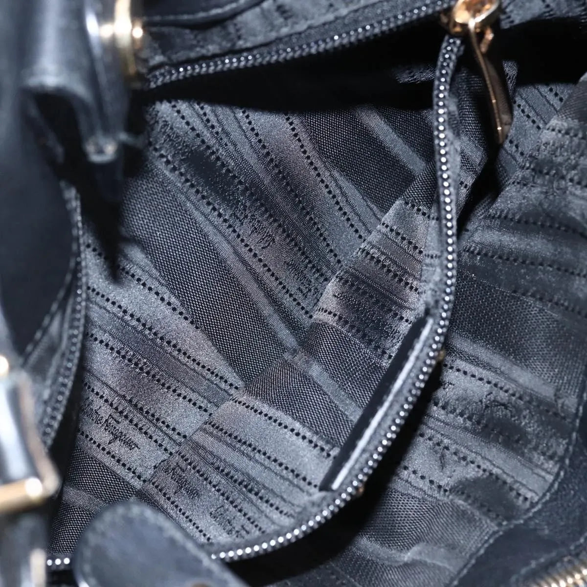 Salvatore Ferragamo W Chain Tote Leather, Black, Leather, Handbag