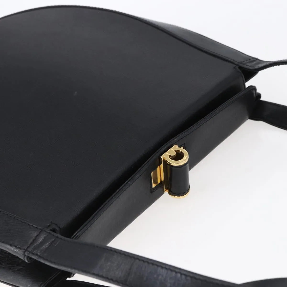 Salvatore Ferragamo Gancini Leather, Black, Leather, Shoulder Bag