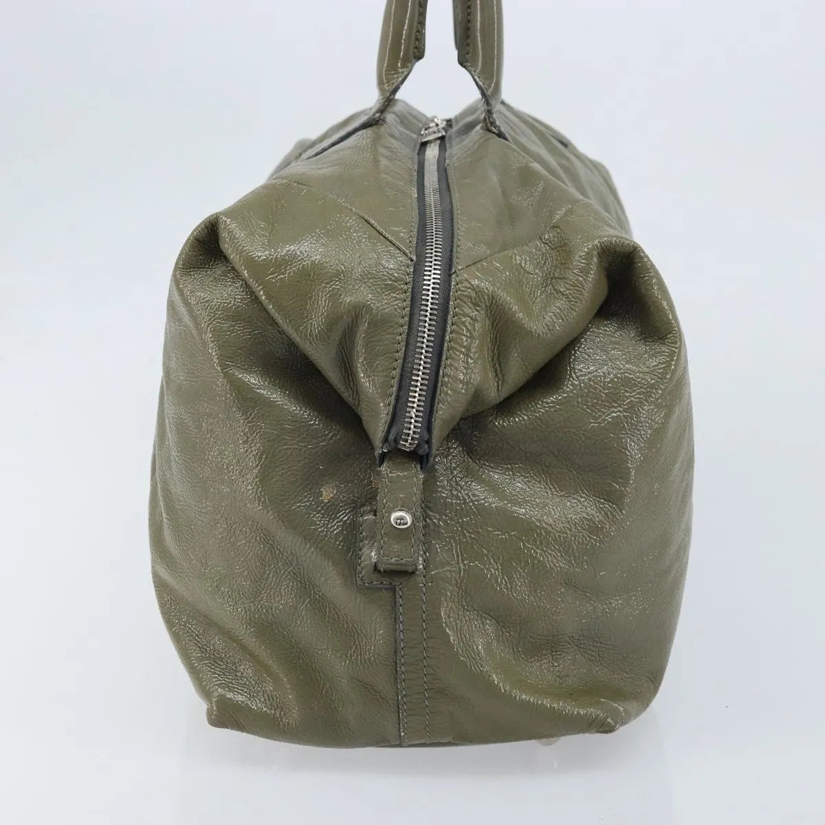 Saint Laurent Easy Y Satchel Patent, Khaki, Patent Leather, Handbag