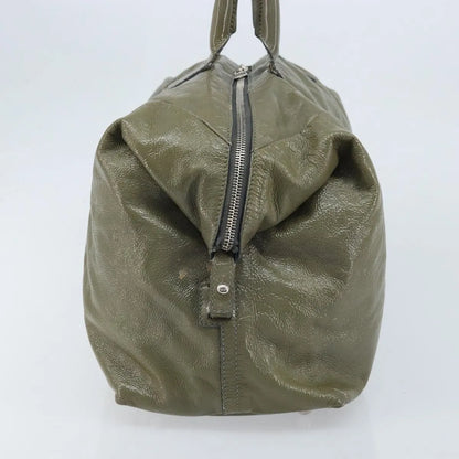 Saint Laurent Easy Y Satchel Patent, Khaki, Patent Leather, Handbag