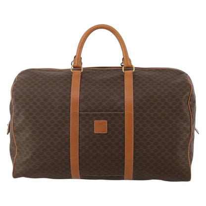 Celine Vintage Duffle Canvas and Leather, Brown, Canvas, Travel Bag