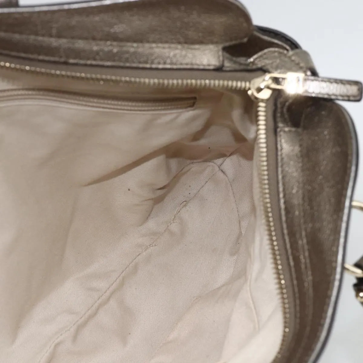 Salvatore Ferragamo Gancini Leather, Silver, Leather, Handbag