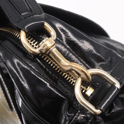 Gucci Pop Bamboo Handle Dialux Coated Canvas, Black, PVC, Handbag