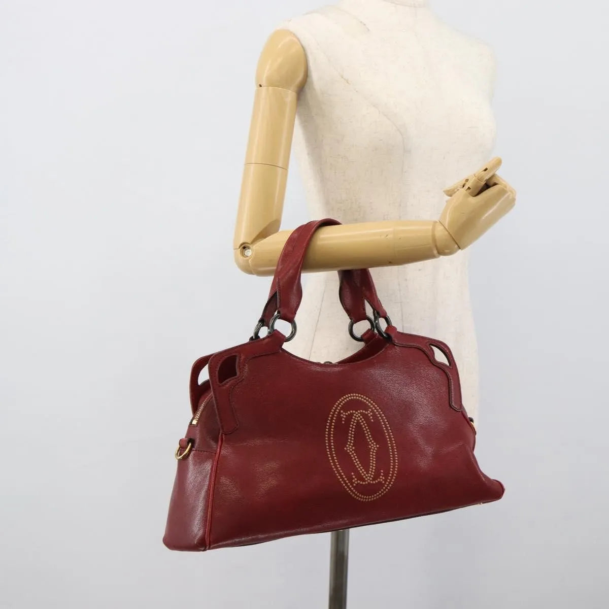 Cartier Marcello Leather, Red, Leather, Handbag