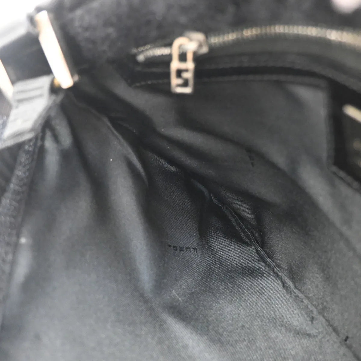 Fendi Logo Zucca Zucca, Black, Canvas, Shoulder Bag