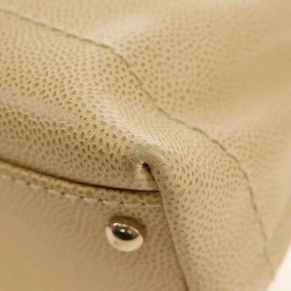 Chanel Vintage CC Resin Chain Caviar, Beige, Leather, Shoulder Bag