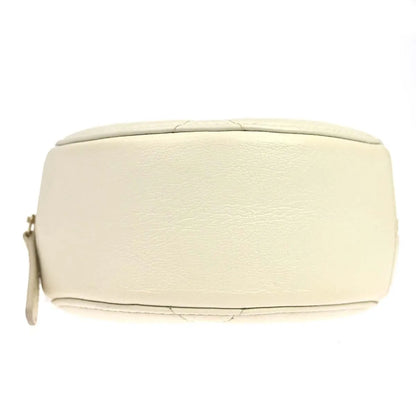 Chanel Round Clutch with Chain Quilted Lambskin, White, Leather, Clutch