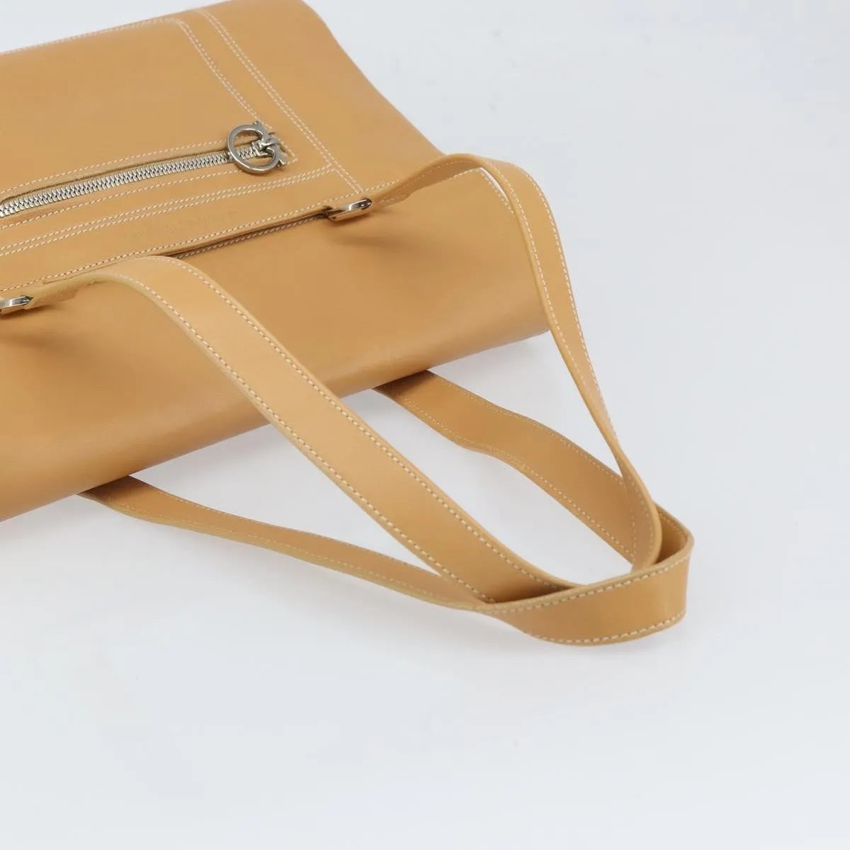 Salvatore Ferragamo Gancini Tote Leather, Beige, Leather, Tote Bag