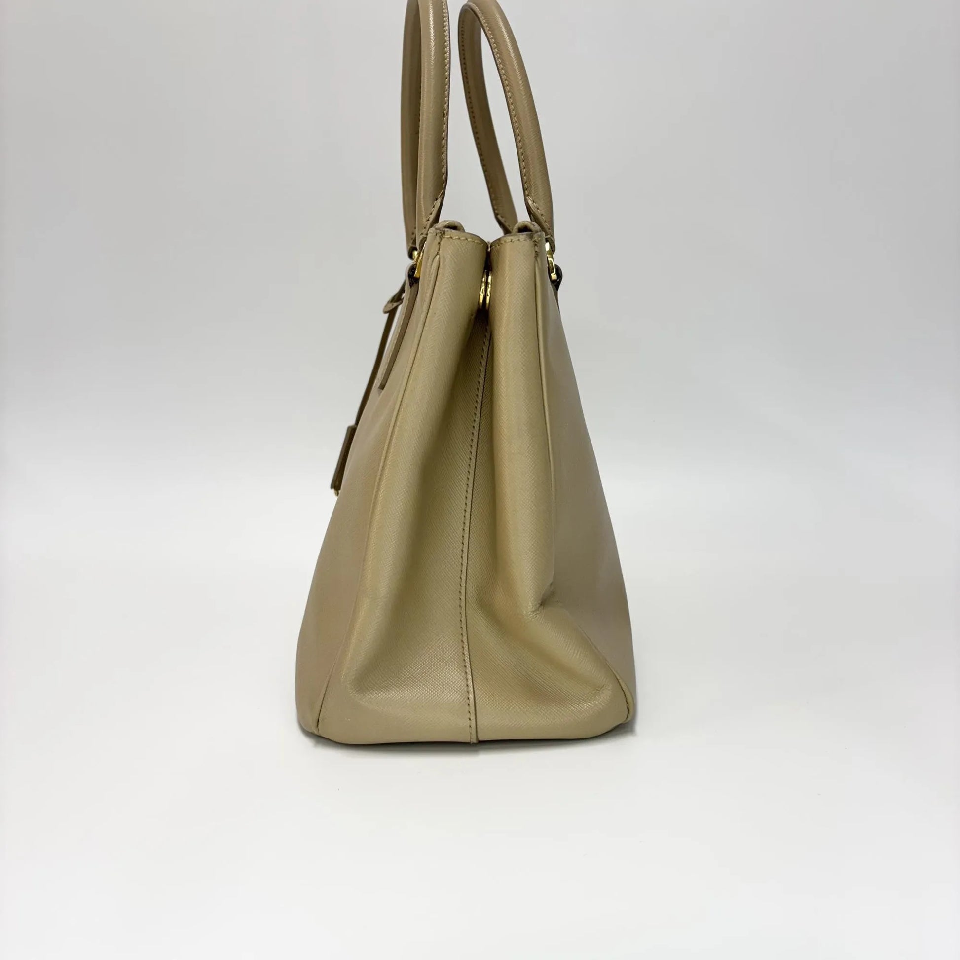 Prada Galleria Double Zip Travel Tote Saffiano Leather, Beige, Leather, Handbag
