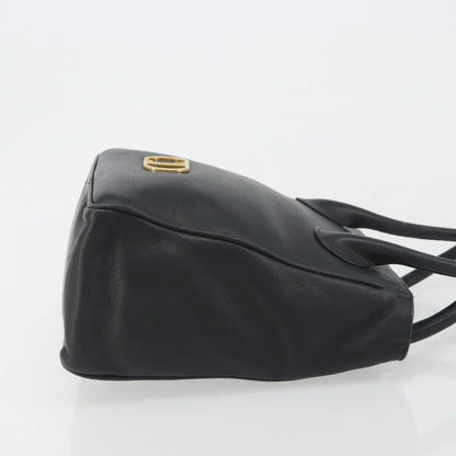 Christian Dior Vintage CD Logo Tote Leather, Black, Leather, Handbag