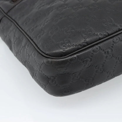 Gucci Front Zip Messenger Guccissima Leather, Black, Leather, Shoulder Bag