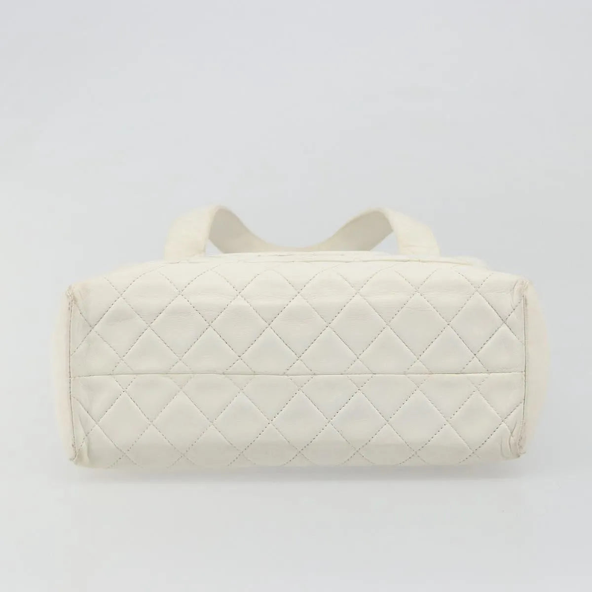 Chanel CC handbag Leather, White, Canvas, Handbag