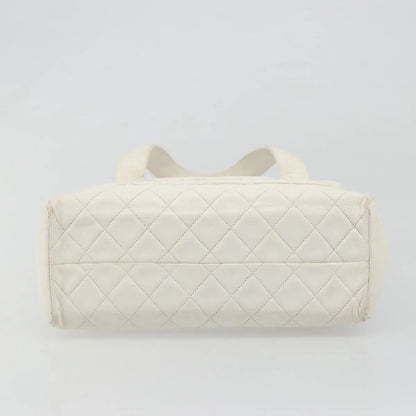 Chanel CC handbag Leather, White, Canvas, Handbag