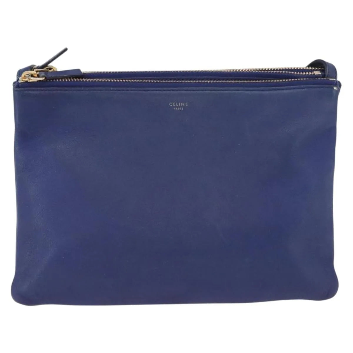 Celine Trio Leather, Blue, Leather, Shoulder Bag
