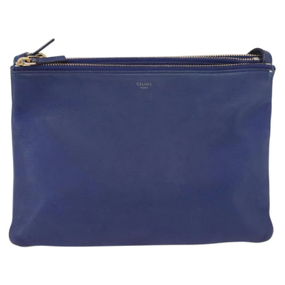 Celine Trio Leather, Blue, Leather, Shoulder Bag